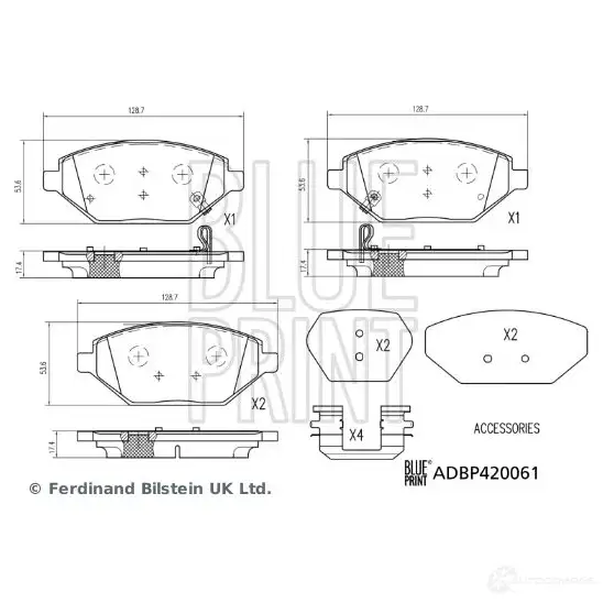 Тормозные колодки дисковые, комплект BLUE PRINT 1438400345 ADBP420061 SAJ15S U