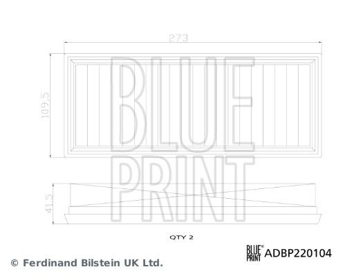 Воздушный фильтр BLUE PRINT 1440183461 ADBP220104 XQ RS9PC изображение 2