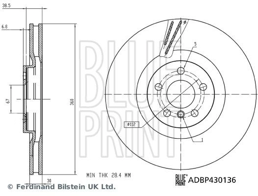 Тормозной диск BLUE PRINT ADBP430136 1440184445 GE 7SS16
