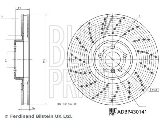 Тормозной диск BLUE PRINT 59IB8 M ADBP430141 1440184450 изображение 0