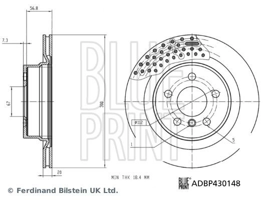 Тормозной диск BLUE PRINT ADBP430148 B COGGUY 1440184457