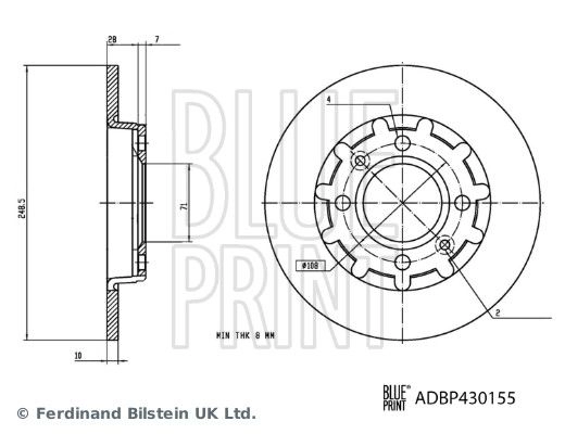 Тормозной диск BLUE PRINT 1440184464 ADBP430155 ZXECC PE изображение 0