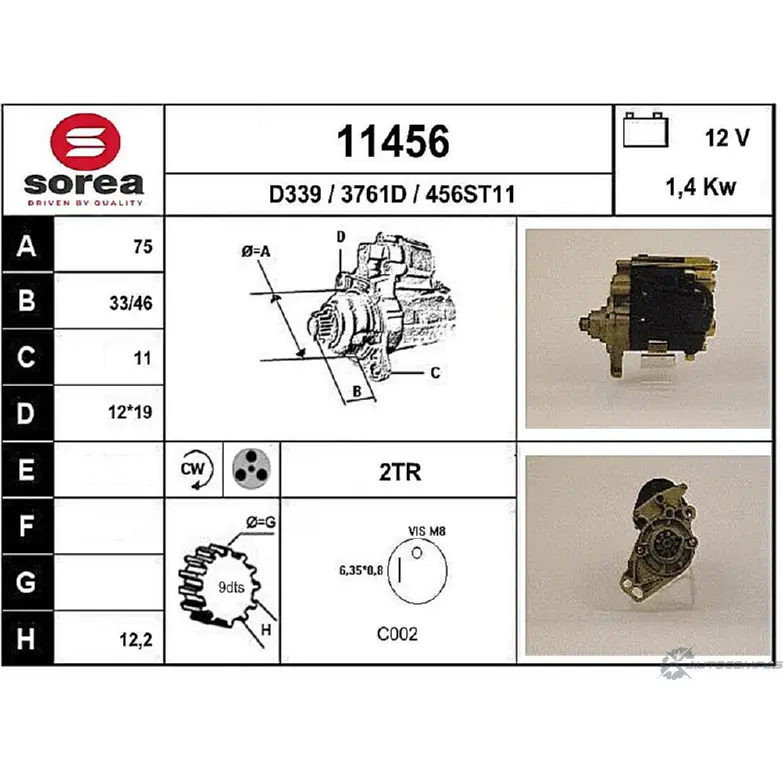 Стартер EAI 11456 3761D 2795462 1145 6 изображение 0