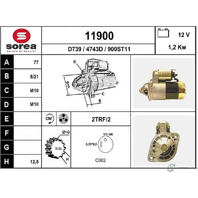 Стартер EAI 1190 0 4743D 2795864 11900
