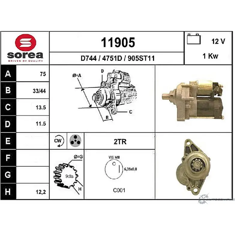Стартер EAI 11905 2795869 11 905 4751D