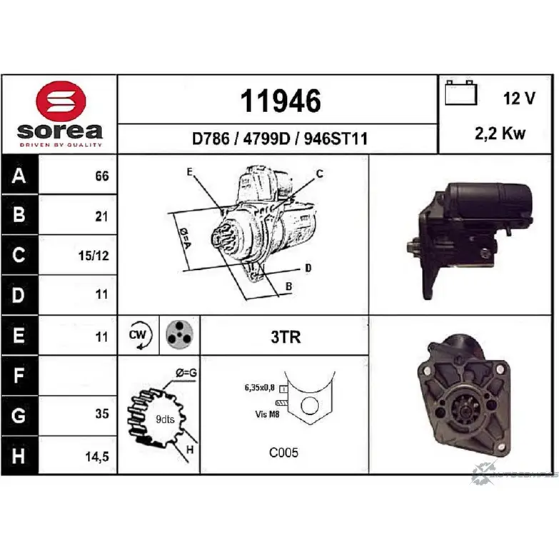 Стартер EAI 11946 2795910 4799D 119 46