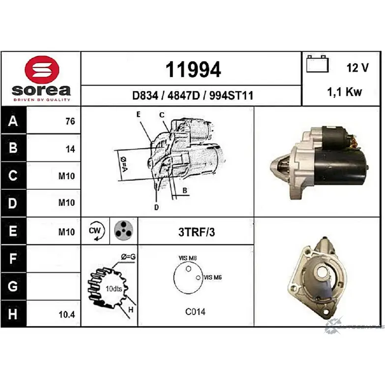 Стартер EAI 11994 2795957 4847D 119 94