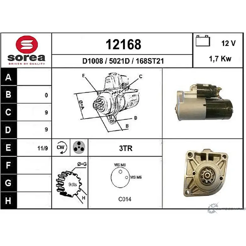 Стартер EAI 12168 168ST21 2796131 12 168 изображение 0