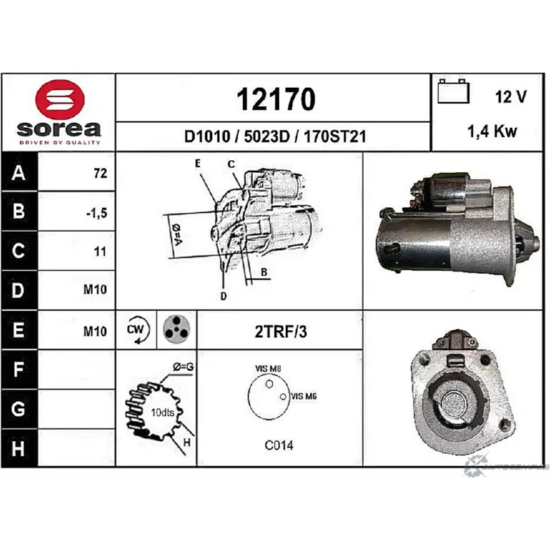 Стартер EAI 2796133 170ST21 12170 1217 0 изображение 0