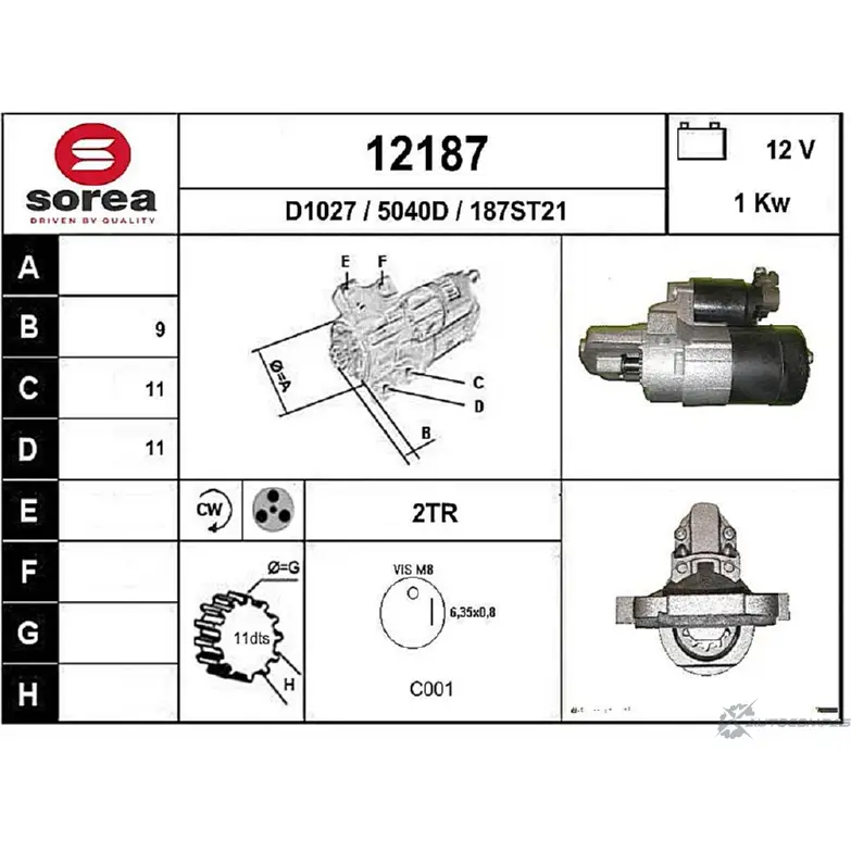 Стартер EAI 187ST21 12187 1 2187 2796150