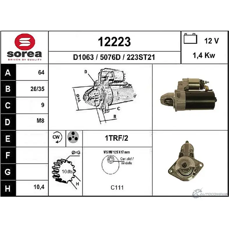 Стартер EAI 1222 3 2796186 223ST21 12223