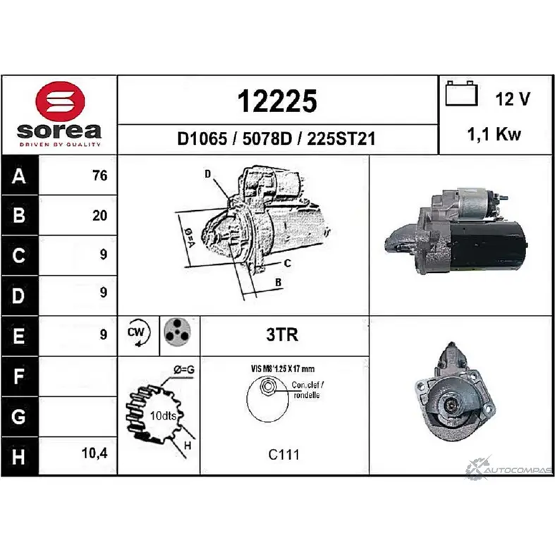 Стартер EAI 2796188 12 225 225ST21 12225
