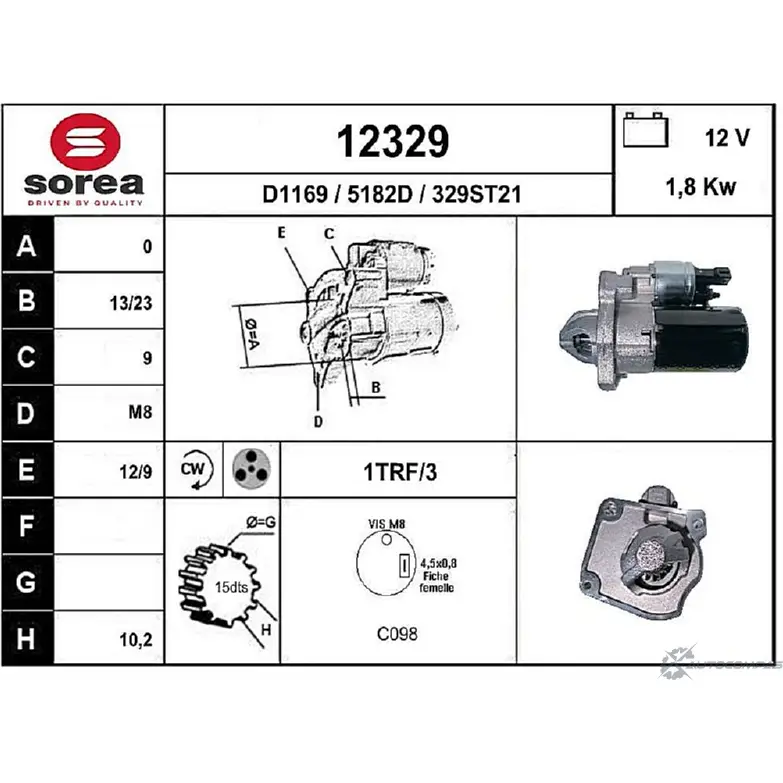 Стартер EAI 12 329 329ST21 12329 2796292 изображение 0