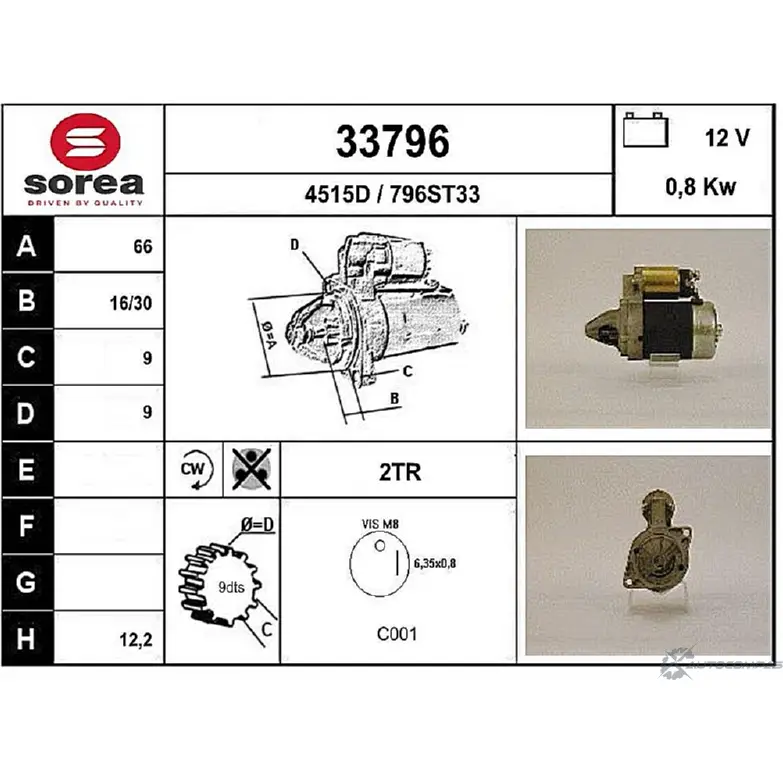 Стартер EAI 33796 4515D 3 3796 2801155 изображение 0