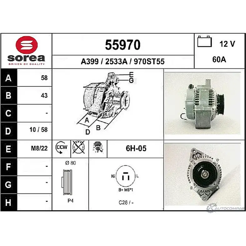 Генератор EAI 55970 2801683 55970 2533 A изображение 0