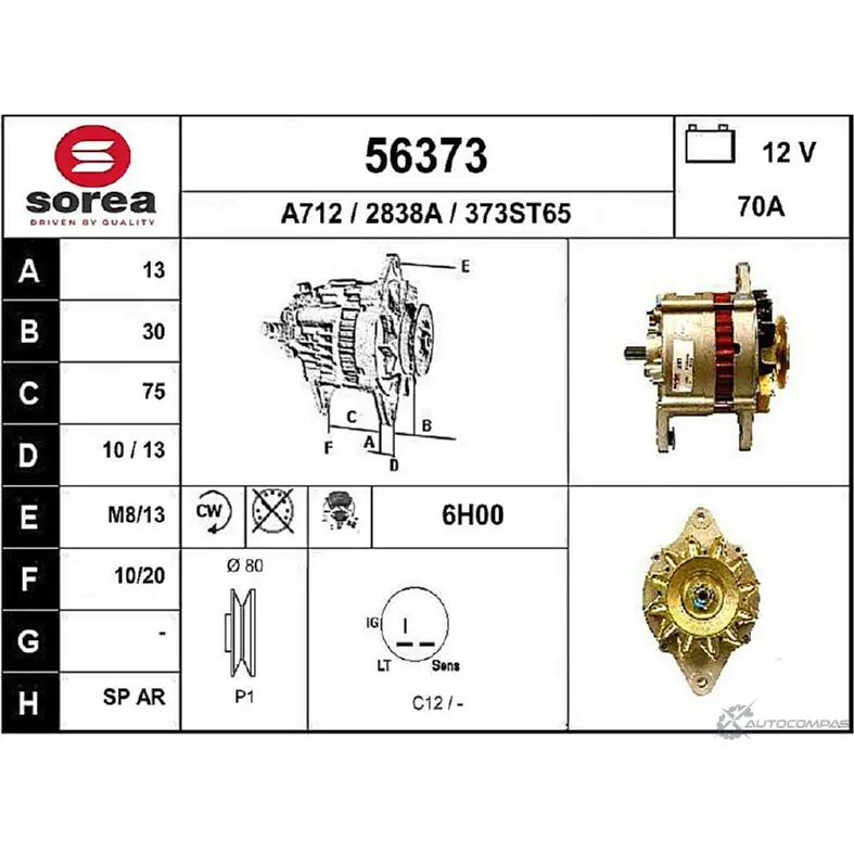 Генератор EAI 56373 373ST65 2 838A 2802007 изображение 0