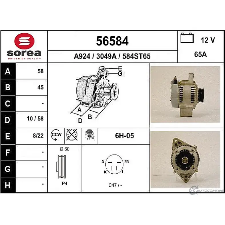 Генератор EAI 56584 2802218 30 49A 56584 изображение 0