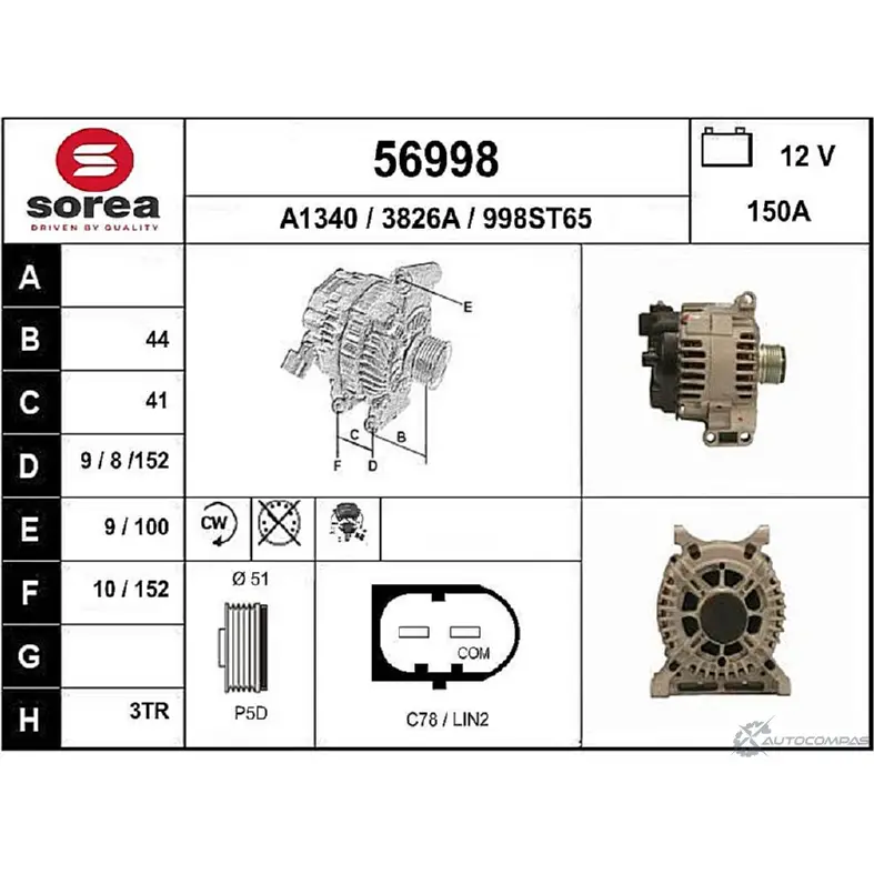 Генератор EAI 2802631 3826 A 56998 56998 изображение 0