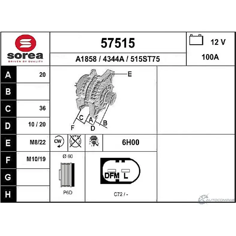Генератор EAI 2803147 4 344A 57515 515ST75