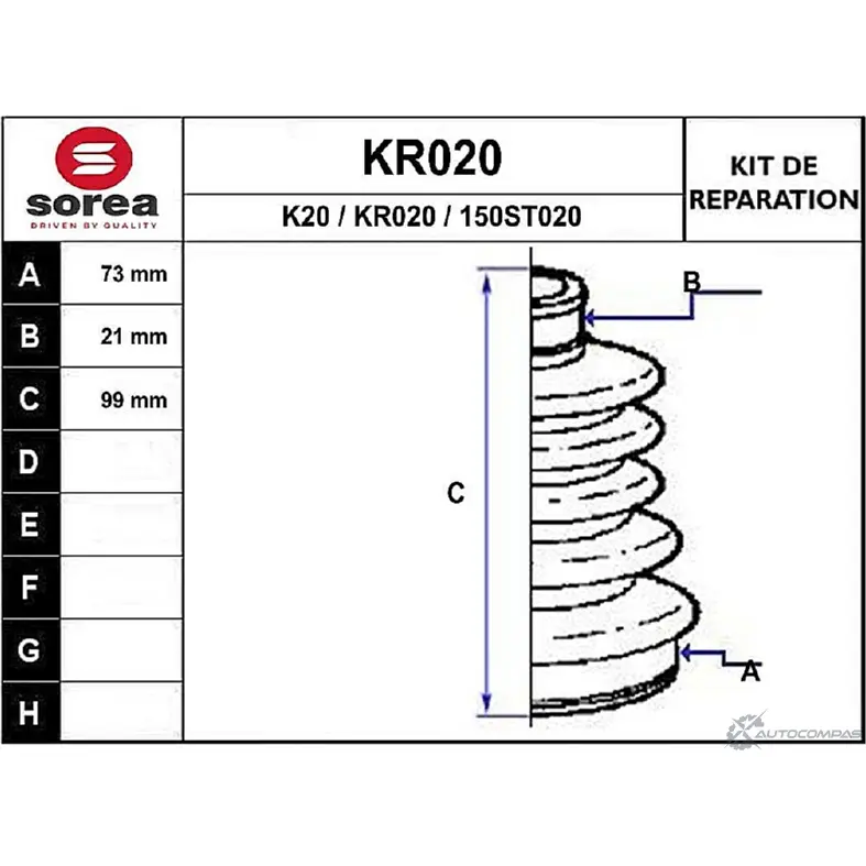 Пыльник шруса EAI K20 KR020 150ST02 0 2804606