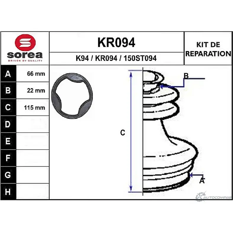Пыльник шруса EAI K94 2804671 150ST09 4 KR094