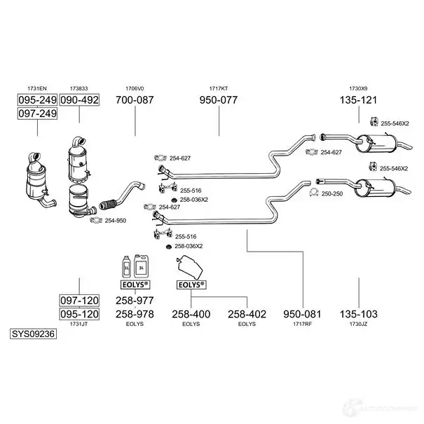 Выхлопная труба глушителя BOSAL 3351648233099 OKP VVA 535866 823309 изображение 0