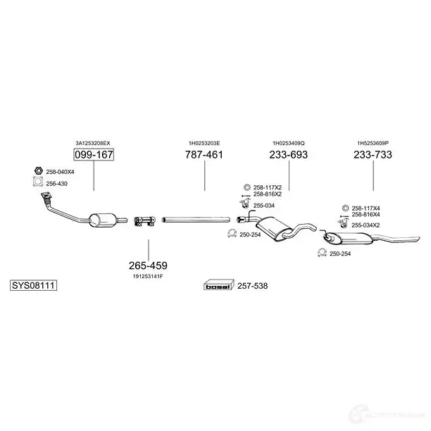 Выхлопная труба глушителя BOSAL T65 JOR 534815 3351645217719 521771