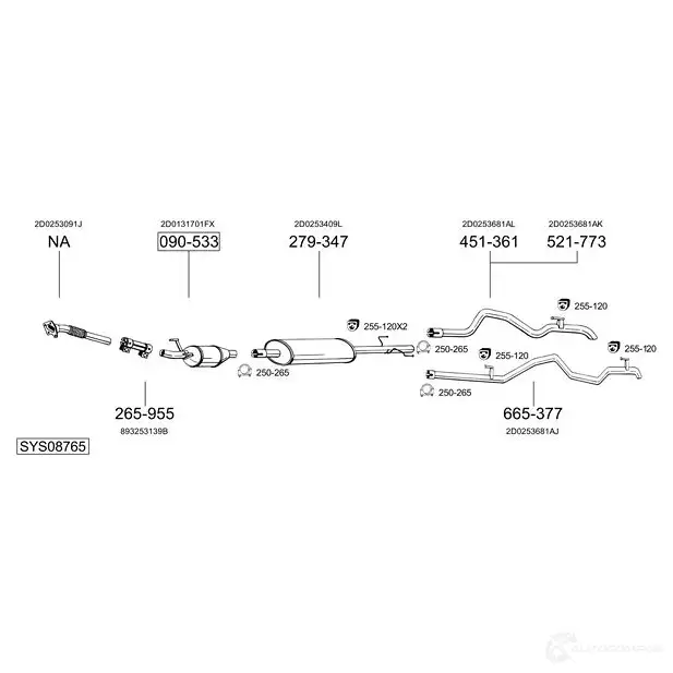 Выхлопная труба глушителя BOSAL 535395 751001 3351647510016 X C2XI0H изображение 0