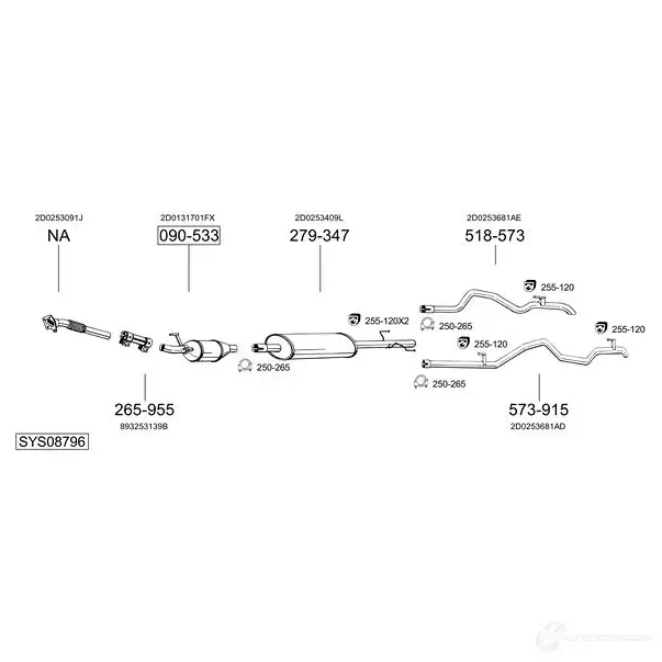 Выхлопная труба глушителя BOSAL 784013 535570 3351647840137 V6VY 0FL