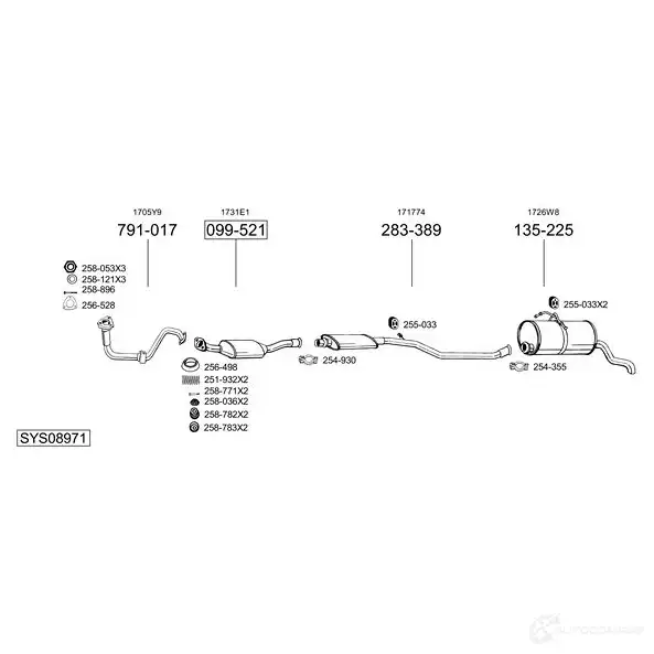 Выхлопная труба глушителя BOSAL PR 4F6 788139 535651 3351647881390