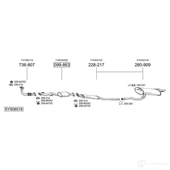 Резонатор BOSAL 281019 W4V SART 533321 3351642810197