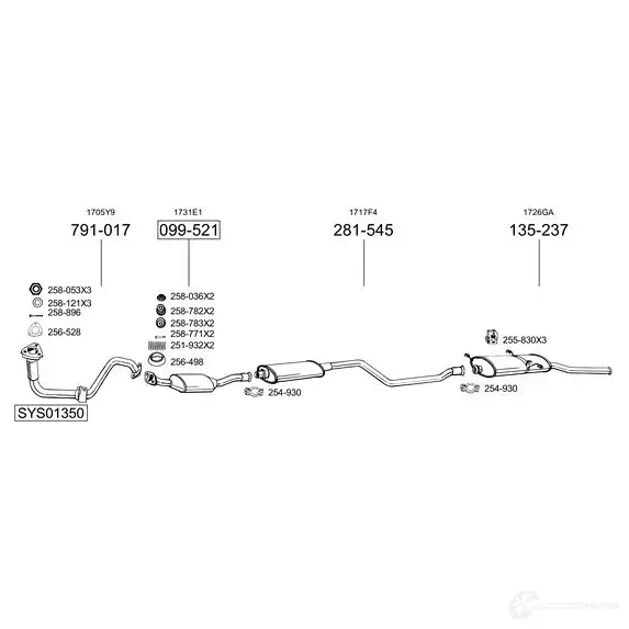 Задний глушитель BOSAL H9XZ 1Q 170239 529256 3351641702394