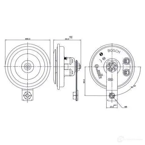 Пневматический звуковой сигнал BOSCH 334718 0986320130 FC4, TYPE A FC4, TYPE A, 12V/335HZ, LOW - Изображение 1