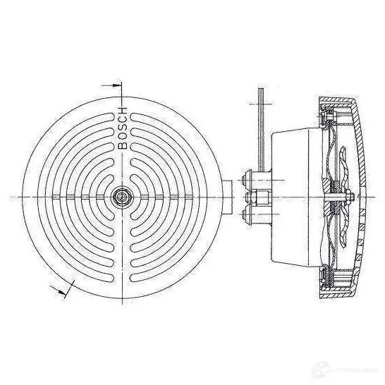 Пневматический звуковой сигнал BOSCH 323425 WZMBKA 0320223025 EUROPA PLAST.GRILL, 12V HIGH; BLACK - Изображение 1