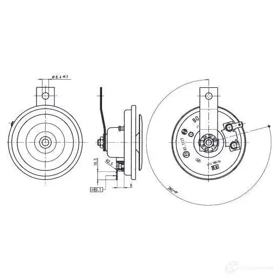 Пневматический звуковой сигнал BOSCH 9320332009 365087 WFRX75 FC 4
