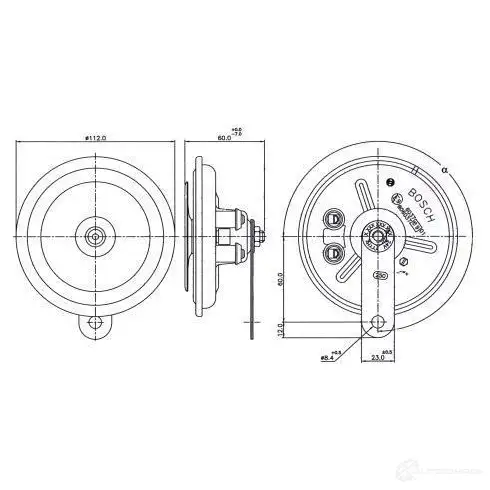 Пневматический звуковой сигнал BOSCH FD4 TYPE A, 24V SET; STEEL 0986320394 UYY2Y 334809 - Изображение 1