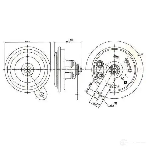 Пневматический звуковой сигнал BOSCH 3165142024752 QB OXM9 0320043032 323317 изображение 2