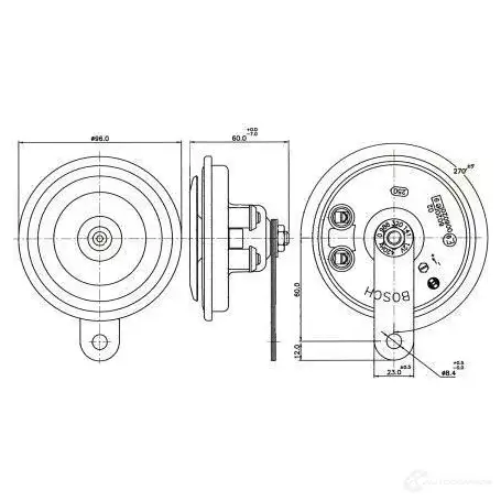 Пневматический звуковой сигнал BOSCH 3165143969571 334733 1I ZKB 0986320141 изображение 0