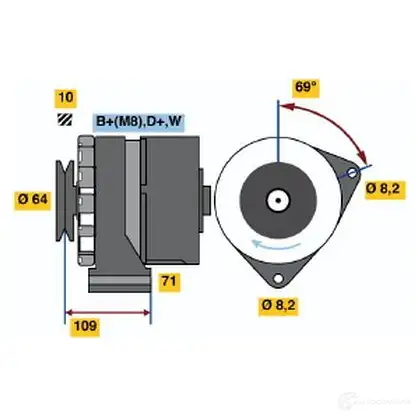 Генератор BOSCH 0120469997 CT5B7JE 304816 N1 (R) 14V 31/80A