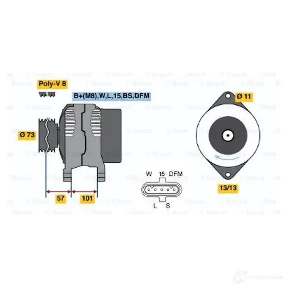 Генератор BOSCH NCB1 (>) 28V 35/80A 305614 0124555017 88KBS изображение 7