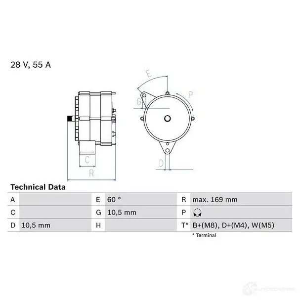 Генератор BOSCH QB17Y 0986034070 340 7 332127 изображение 0