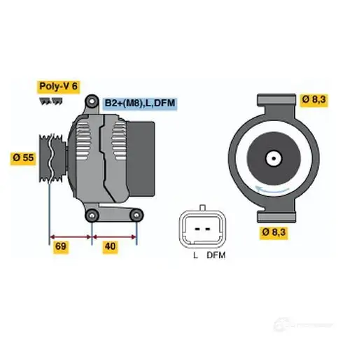 Генератор BOSCH 0124415007 VCID48Q KCB2 (>) 14V 53/98A 305413 изображение 2