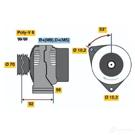Генератор BOSCH 0123310010 KC (R) 14V 80A NJONS 305075