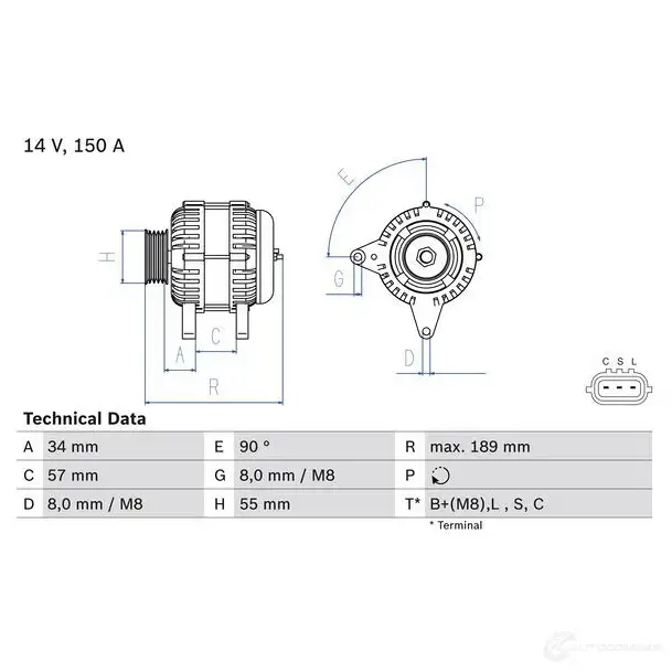 Генератор BOSCH AC2VG 0986083040 333471 83 04 изображение 2