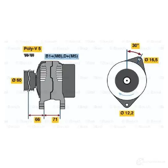 Генератор BOSCH 0124325058 305348 BX325058 KCB1 (>) 14V 50/90A изображение 5