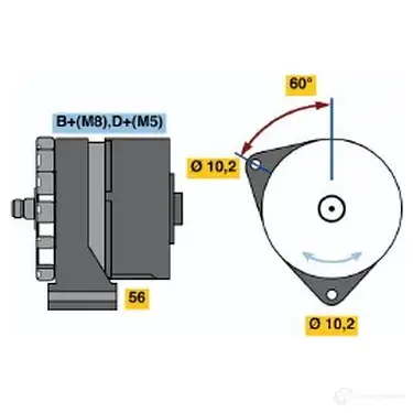 Генератор BOSCH N1 (-) 14V 36/80A 0120469588 304764 B2Q0H изображение 0