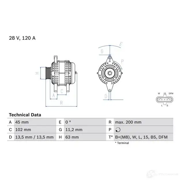 Генератор BOSCH 8 101 333334 0986081010 9JPVL изображение 0