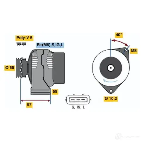 Генератор BOSCH 40 96 332595 0986040960 ZDKINB