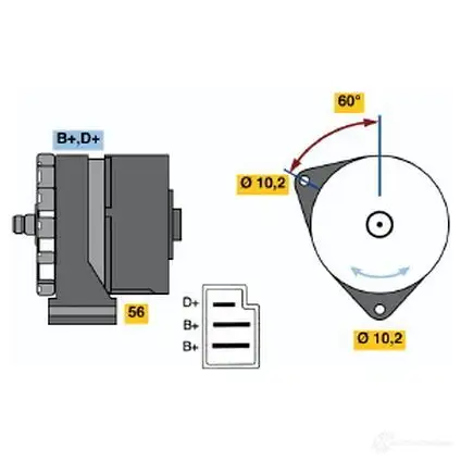 Генератор BOSCH 0120489935 304955 9YSWN53 K1 (-) 14V 23/65A