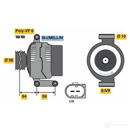 Генератор BOSCH EL7 (<) 14V 95/150A 5999826 0125711045 UHZJ6 изображение 0